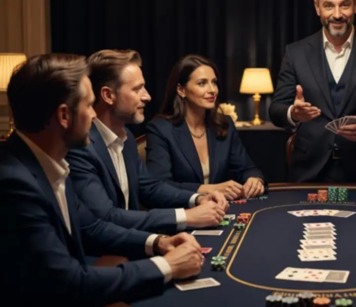 Profesjonalnie przygotowane stoły pokerowe na wieczorze eventowym