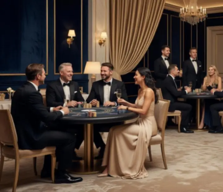 Elegancki prywatny wieczór tematyczny przy stołach do gier