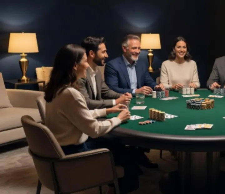 Profesjonalny stół pokerowy przygotowany na prywatny wieczór