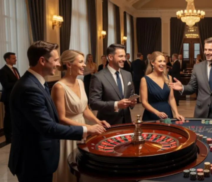 Stół ruletki i blackjacka przygotowany na wydarzenie firmowe